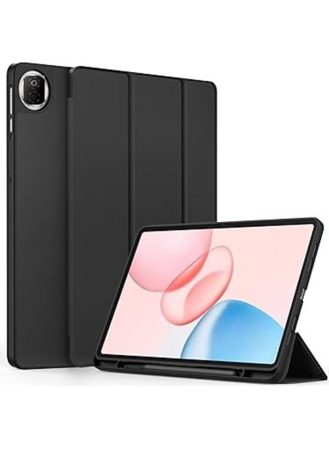 غطاء واقي متوافق مع Honor Pad X7 8.7 بوصة 2025، TPU، حامل قابل للطي، وظيفة التشغيل/الإيقاف التلقائي، نحيف وخفيف الوزن باللون الاسود